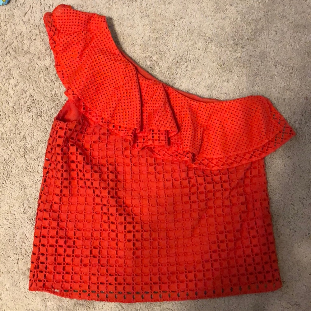 J. Crew bright orange one Shoulder top